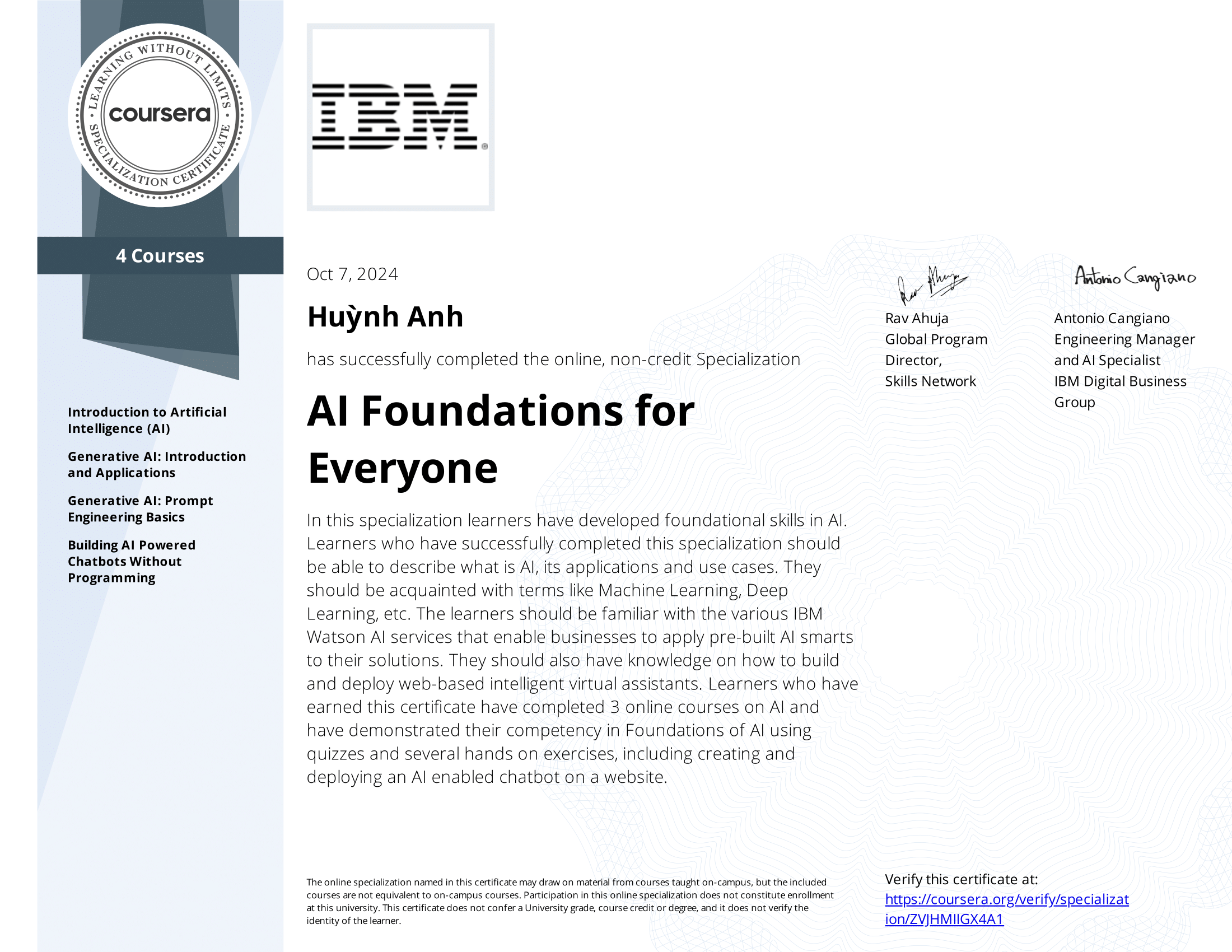 AI Foundation Certificate